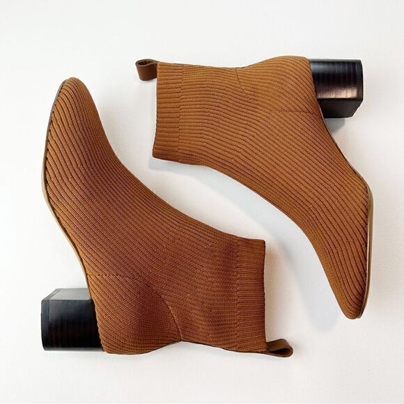 Everlane The Glove Boot Toffee Rib Knit Ankle Sock ReKnit Block Heel New - Picture 11 of 15